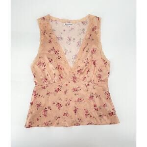 Reformation Valentina Silk Lace Trimmed Top Floral Size Small Boho Romantic